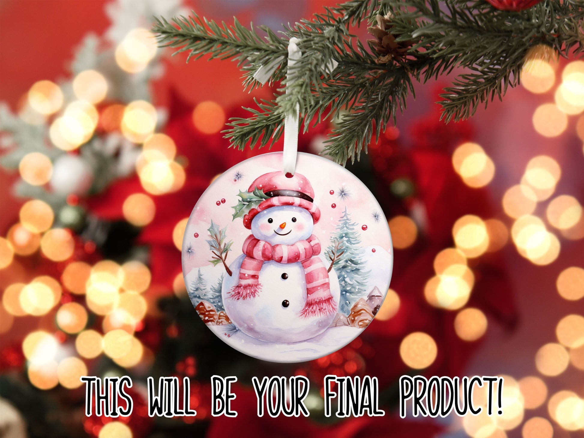 DIY Sublimation Ornament kit - Pink Snowman Design - Designs by Tangsley