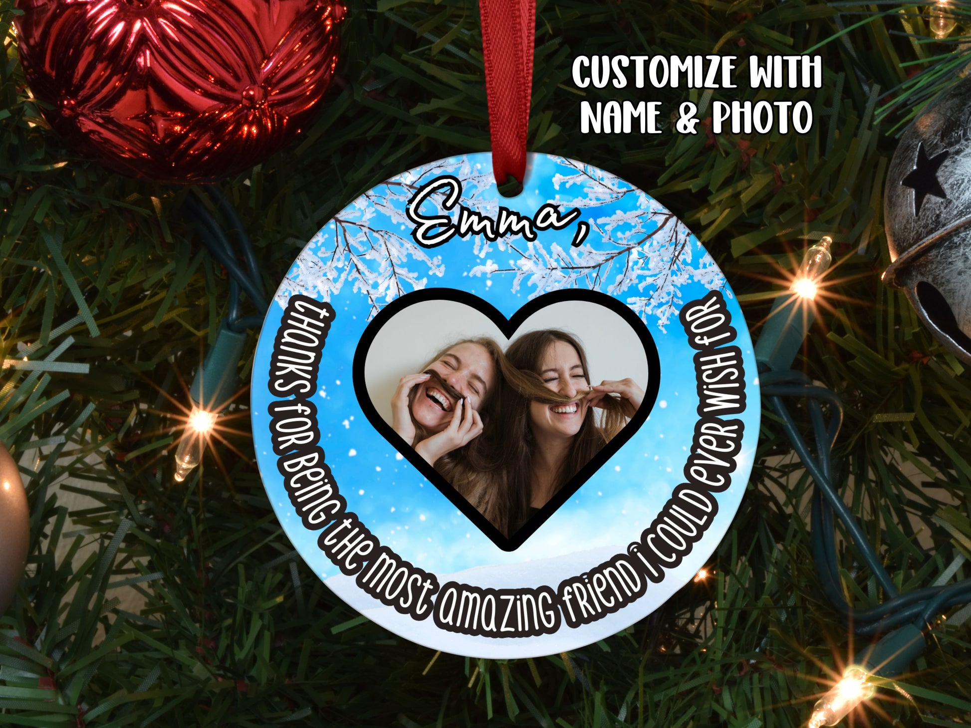 Dear Bestie, Thanks For Being My Person Christmas Ornaments - Designs by Tangsley