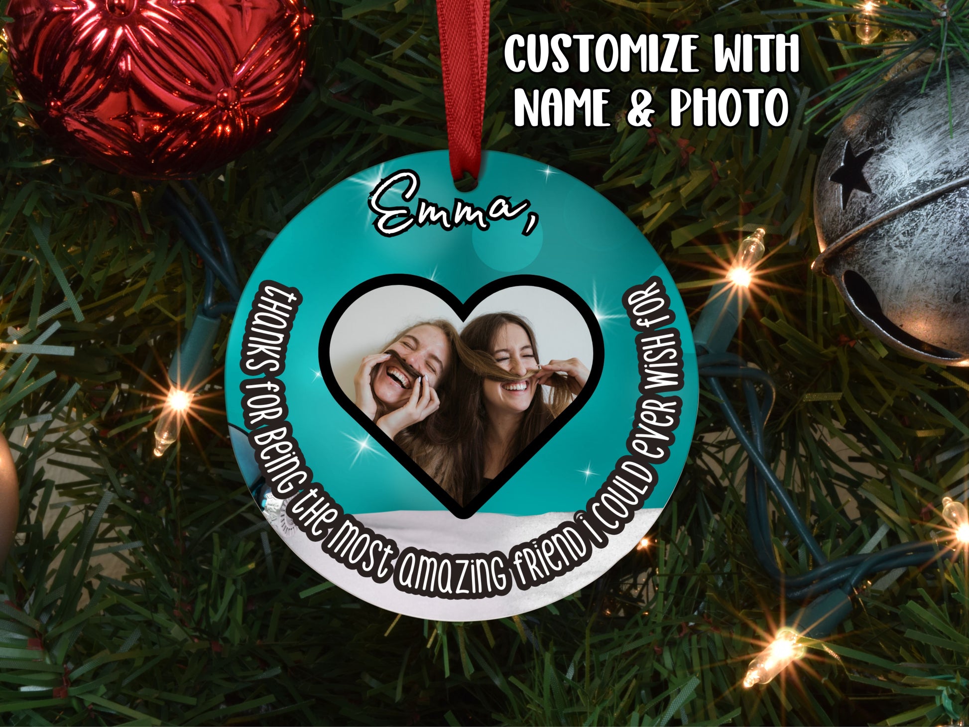 Dear Bestie, Thanks For Being My Person Christmas Ornaments - Designs by Tangsley