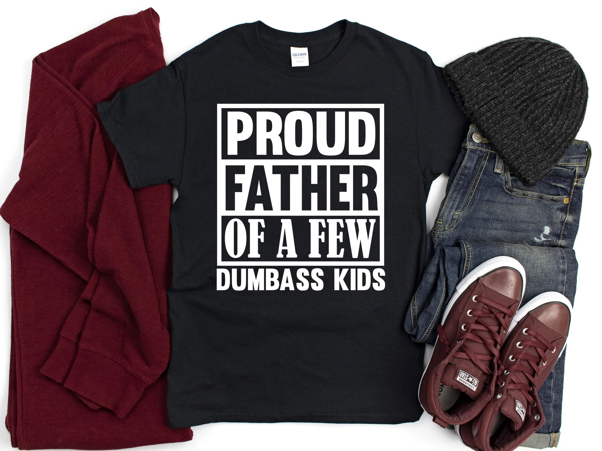 Proud father of a few dumbass kids unisex t-shirt - Designs by Tangsley