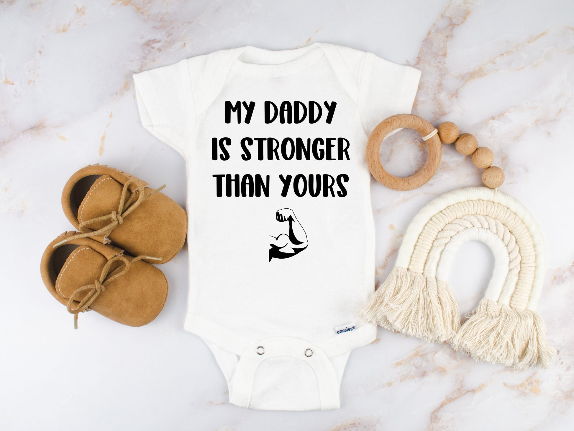 My daddy is stronger than yours bodysuit - Designs by Tangsley
