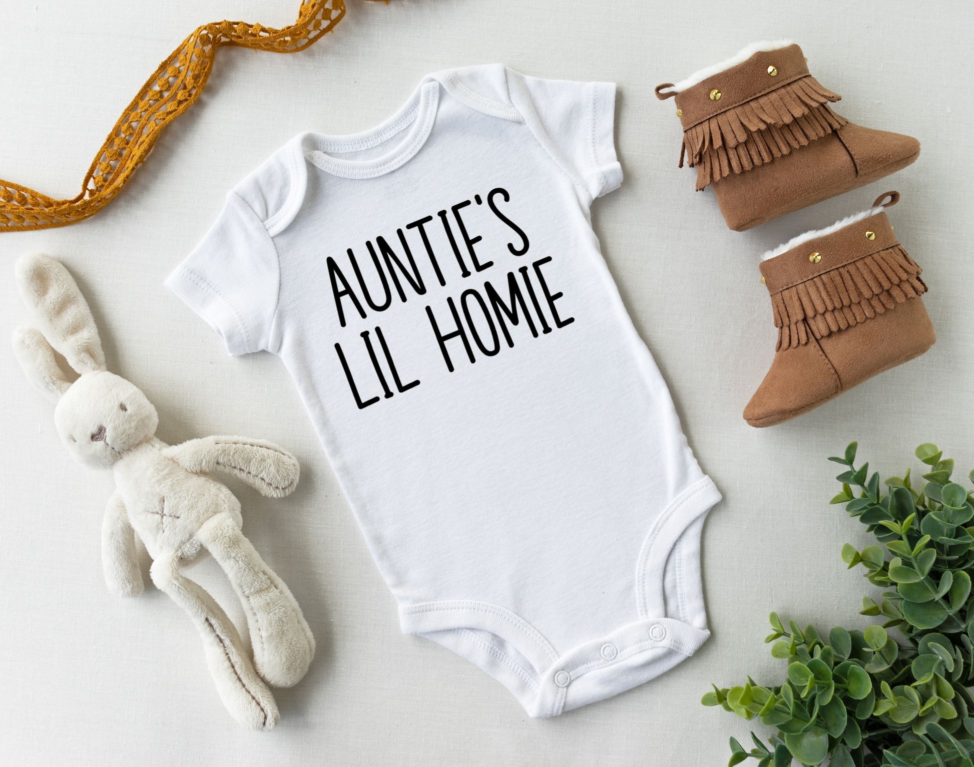 Auntie's Lil Homie bodysuit - Handmade in Canada - Designs by Tangsley