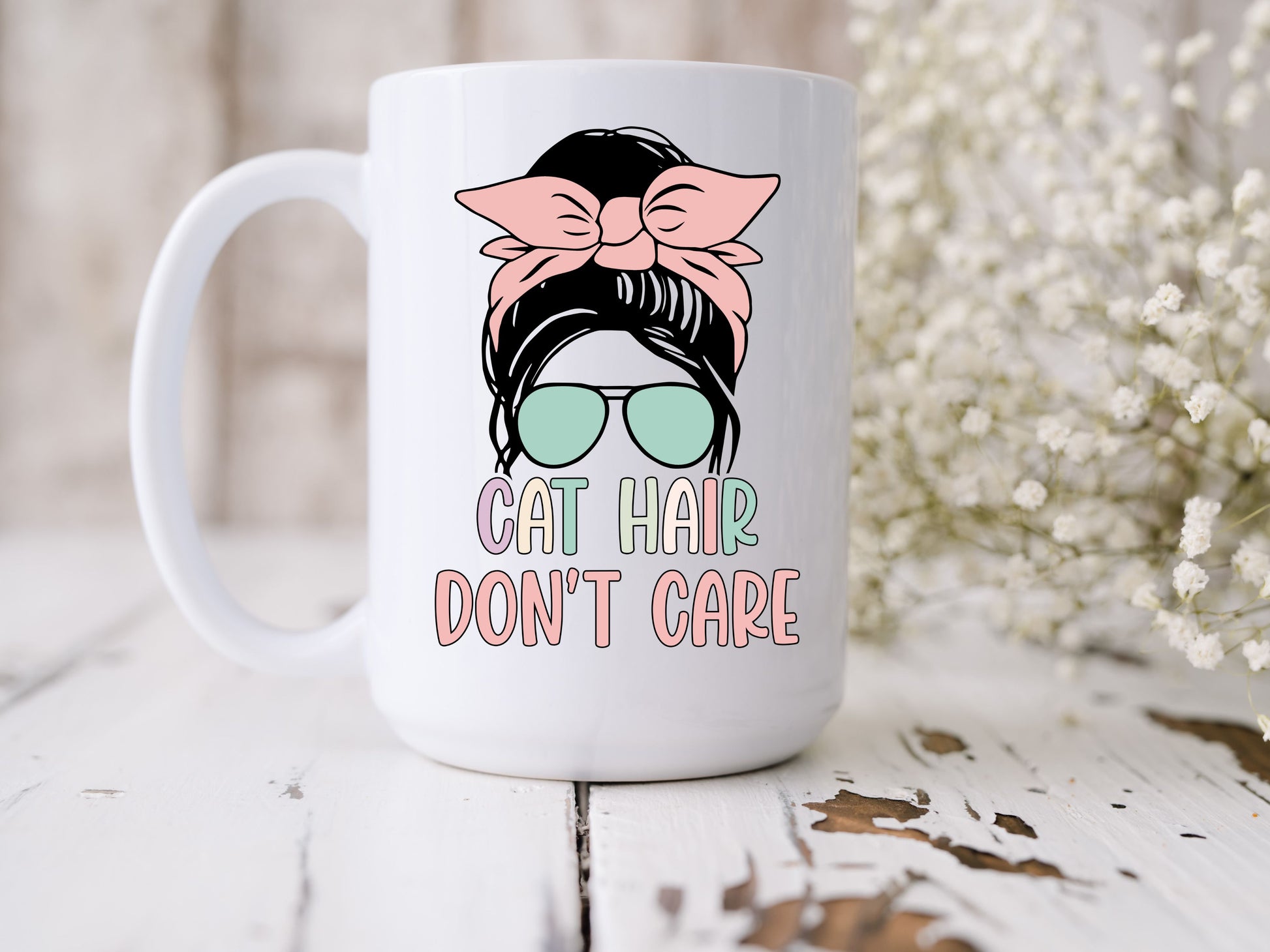 Cat Hair Don't Care Coffee Mug - Designs by Tangsley