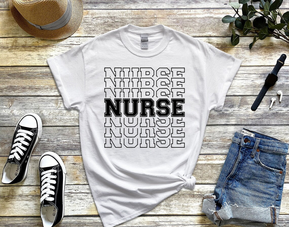 Nurse stacked t-shirt - Designs by Tangsley