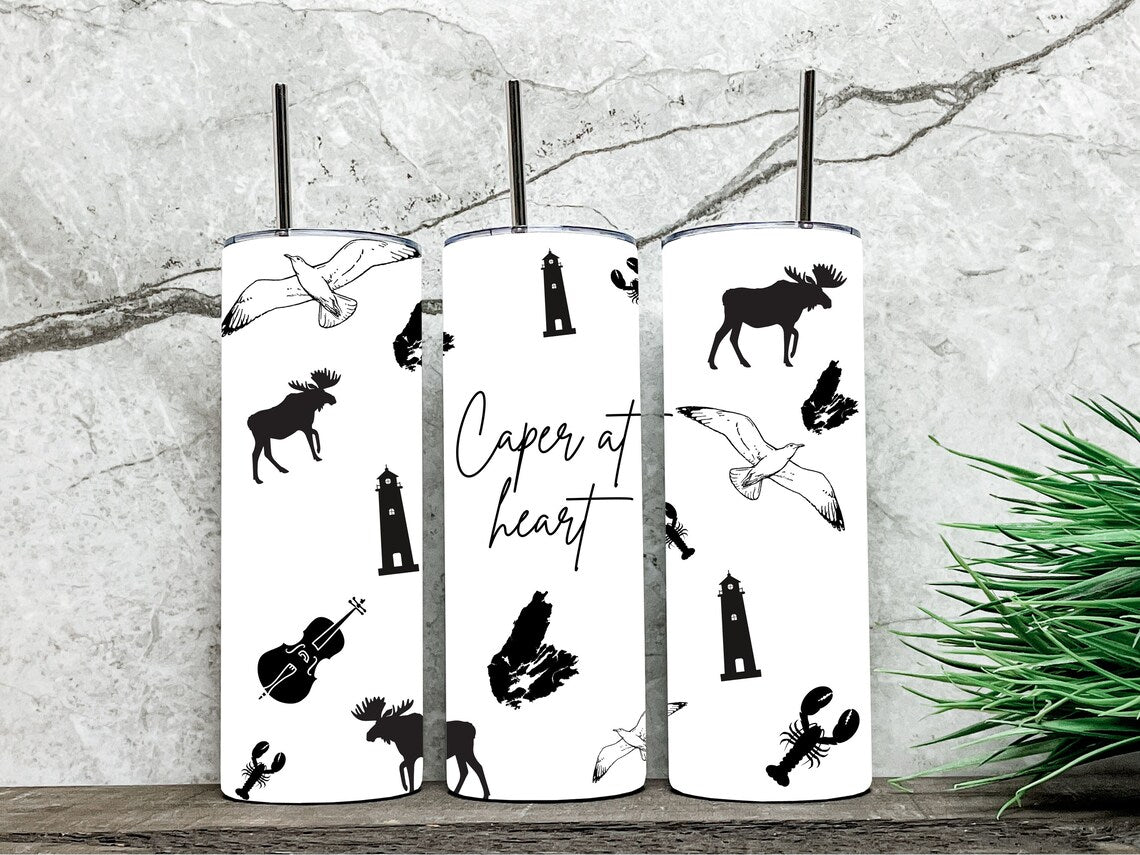 Caper at Heart stainless steel tumbler handmade in Cape Breton