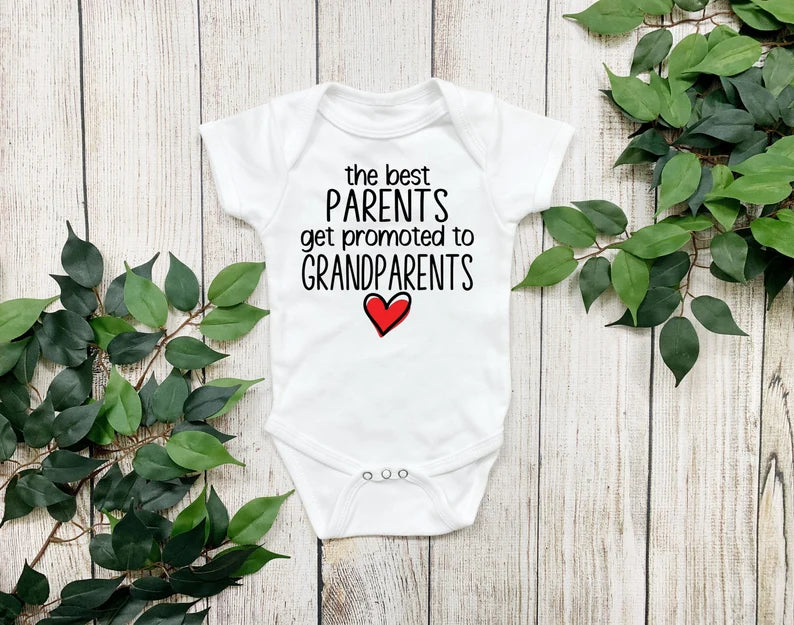 The best parents get promoted to grandparents infant bodysuit - Designs by Tangsley