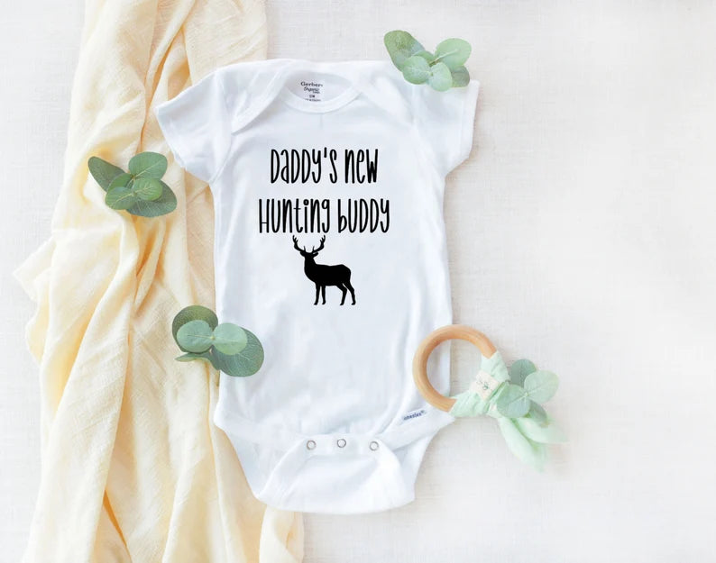 Daddy's new hunting buddy infant bodysuit - Designs by Tangsley