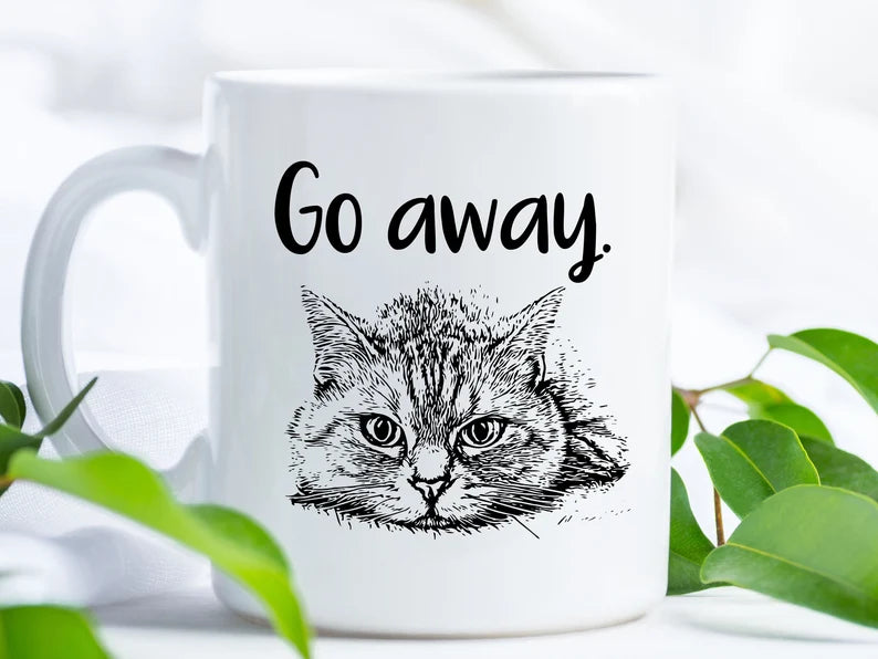 Go away coffee mug with cat - Designs by Tangsley