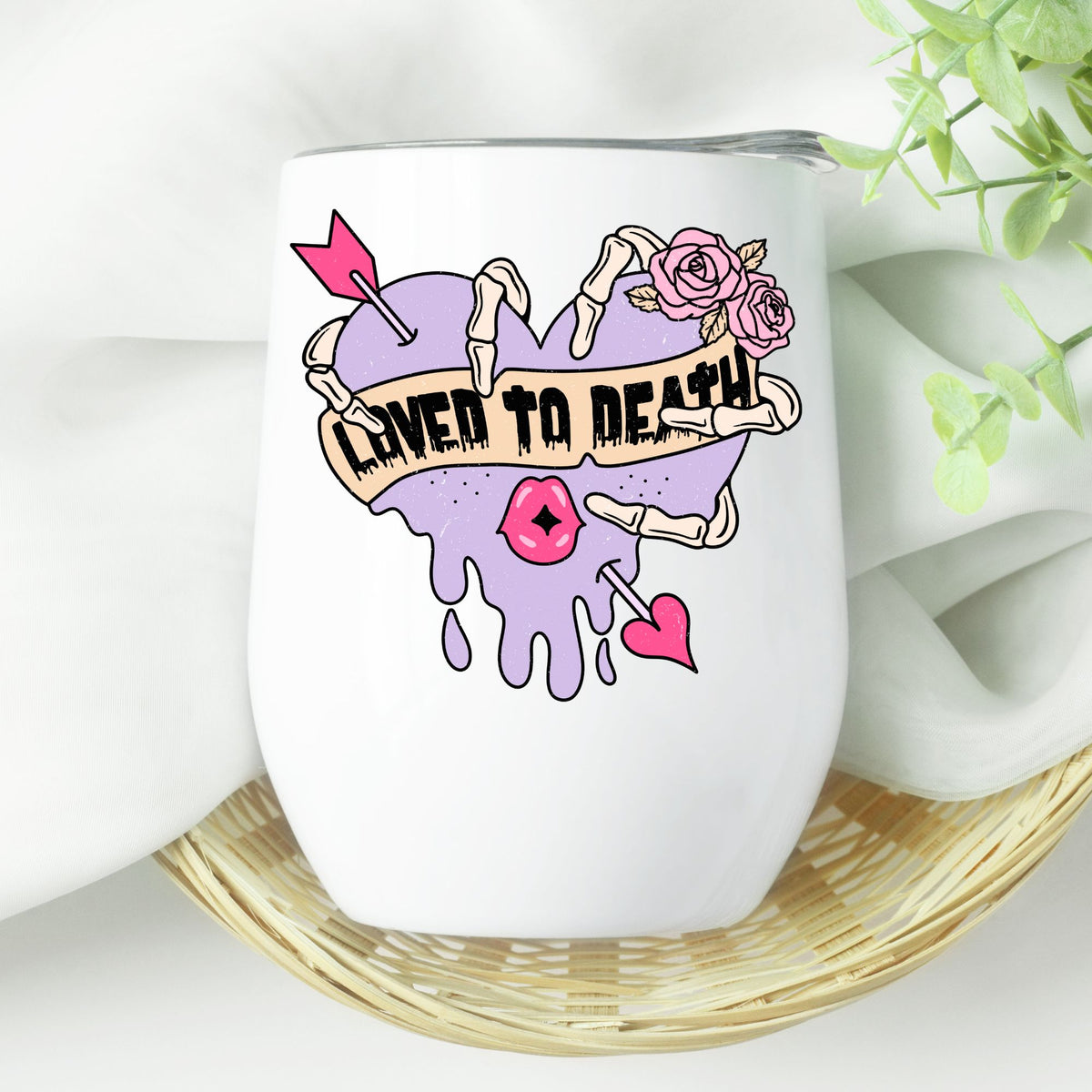Loved to death pastel wine tumbler - Designs by Tangsley