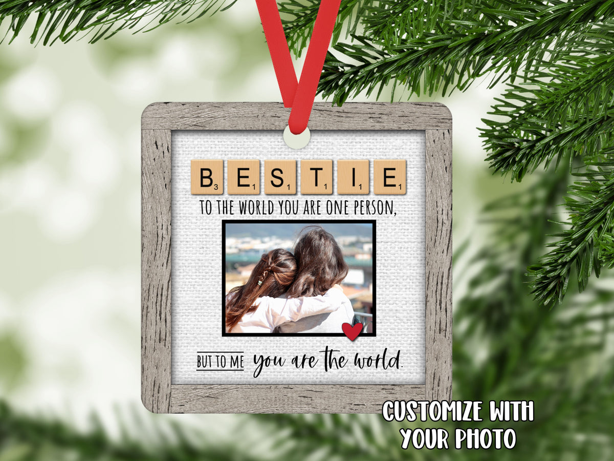 Bestie Christmas ornament - ADD YOUR PHOTO - Designs by Tangsley