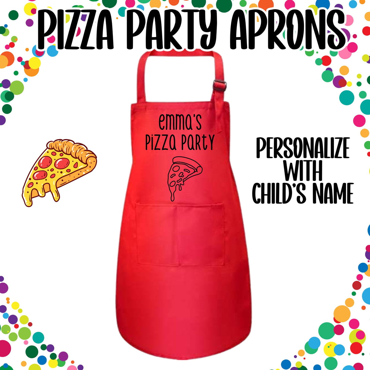 Pizza Party Personalized aprons for kids - Designs by Tangsley