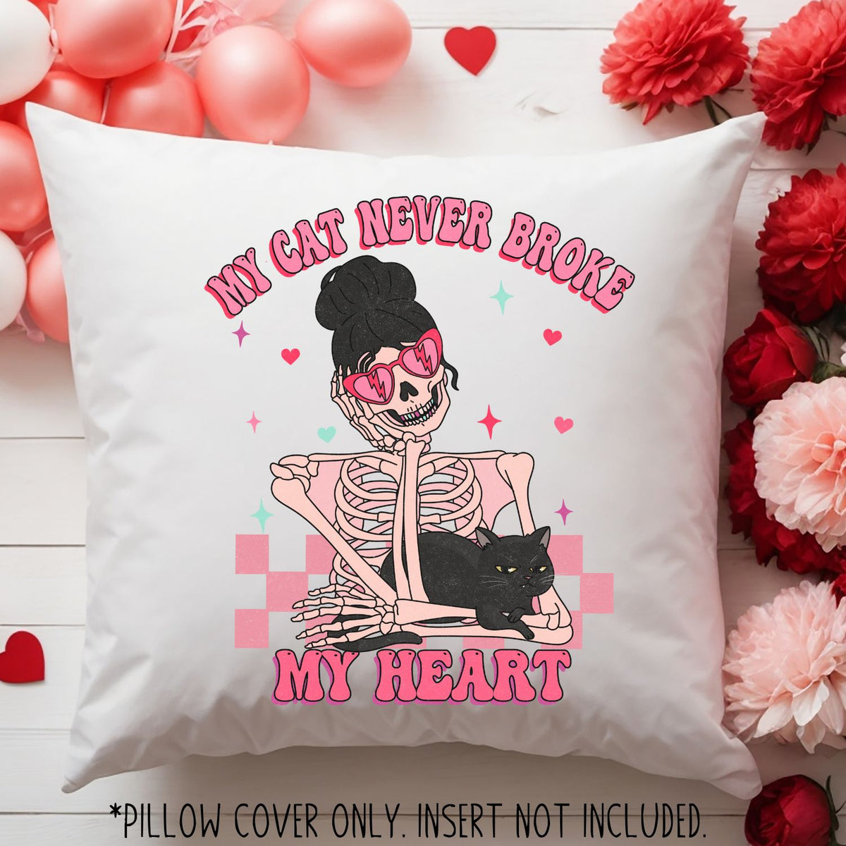 My cat never broke my heart - 15x15 pillow cover - Designs by Tangsley