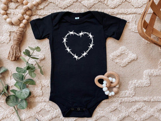 Barbed wire heart bodysuit for babies