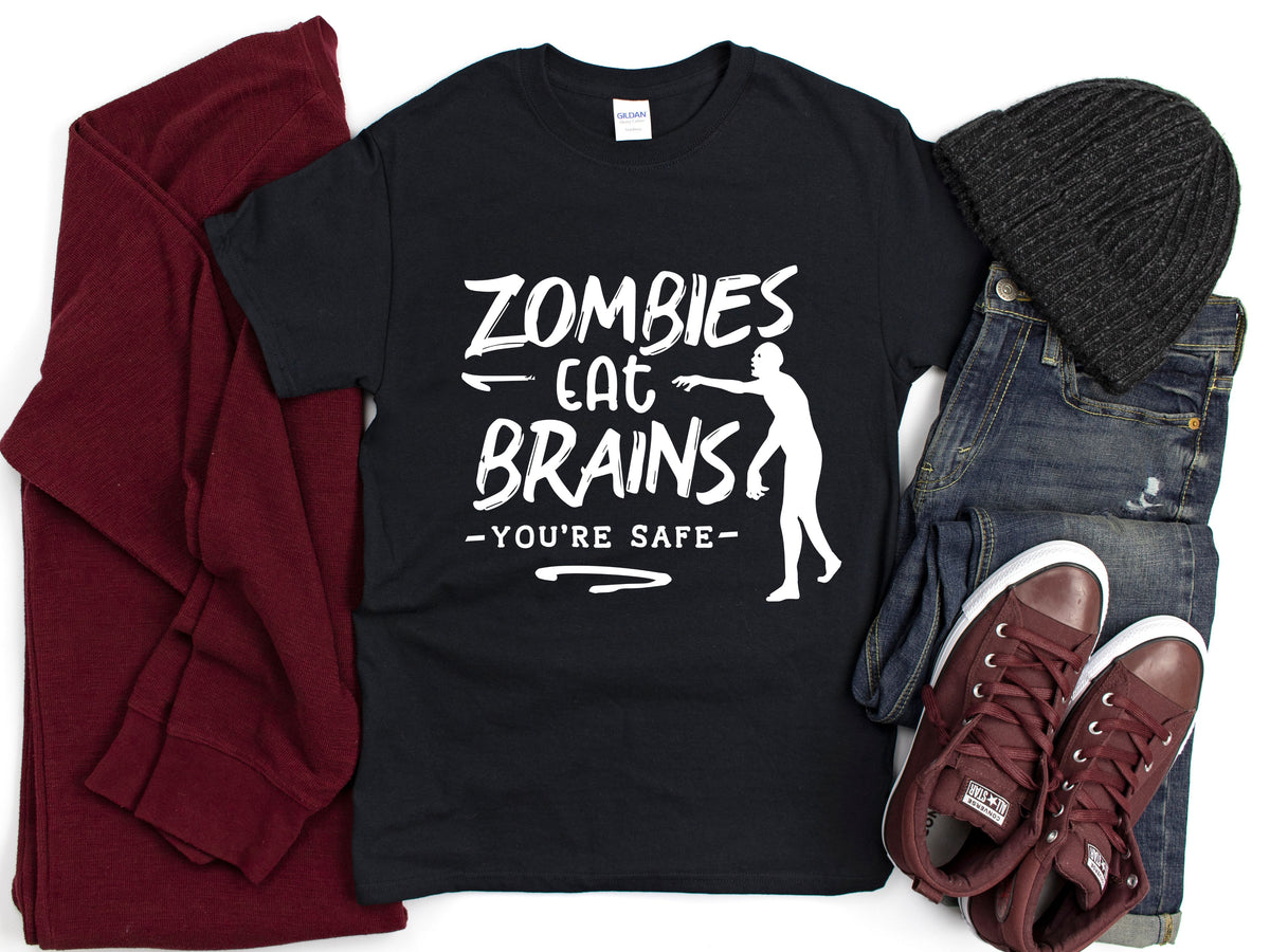 Zombies Eat Brains, You'll Be Fine T-shirt - Designs by Tangsley