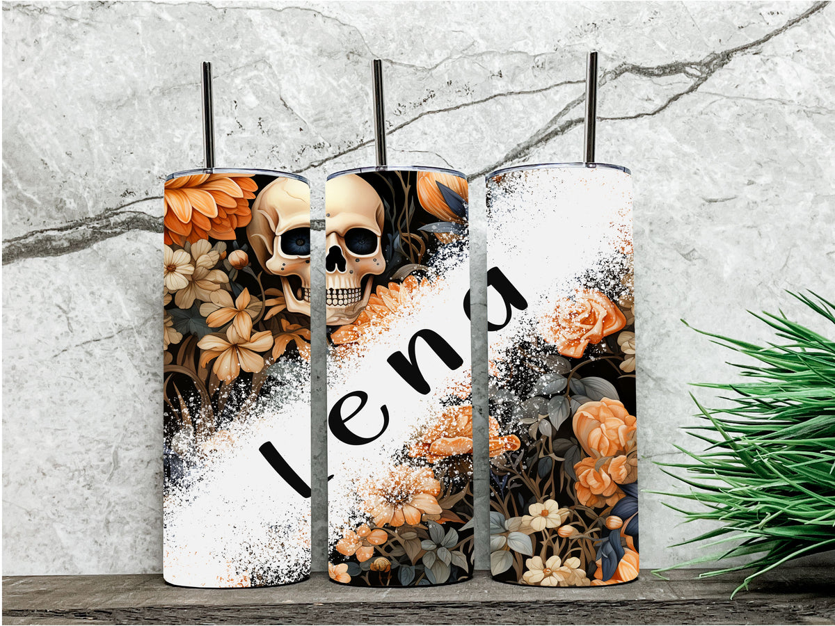 Personalized gothic floral tumbler - Designs by Tangsley