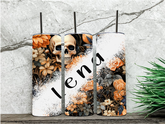 Personalized gothic floral tumbler