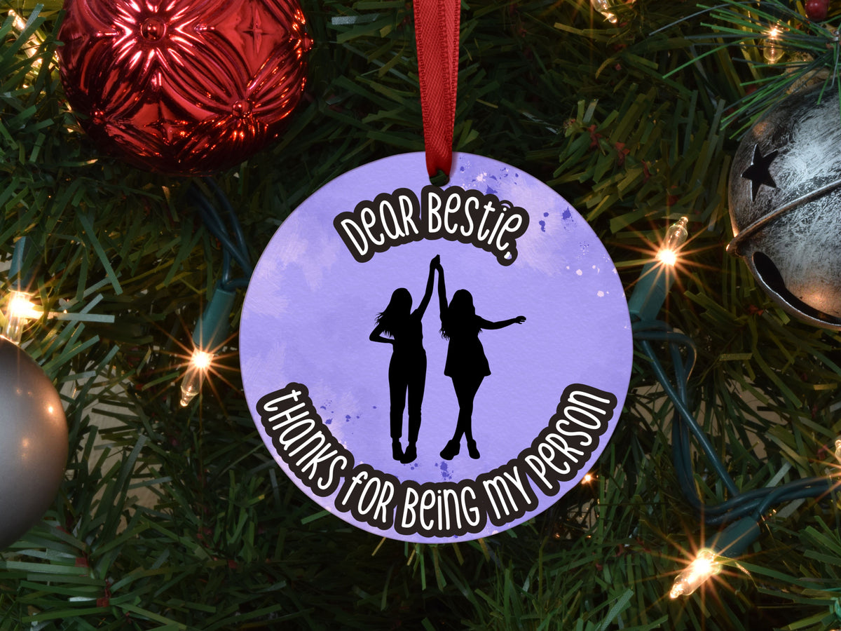 Dear Bestie, Thanks For Being My Ride Or Die Christmas Ornament - Designs by Tangsley