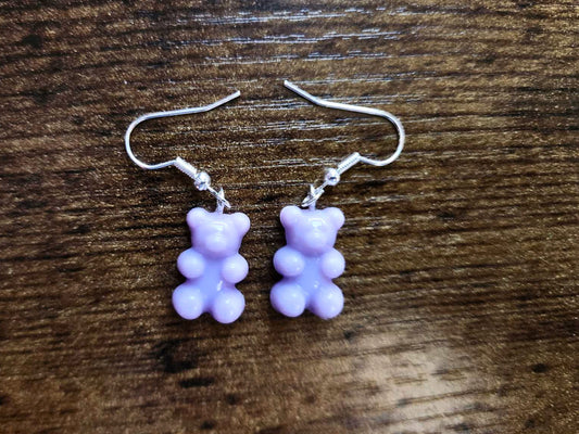 Purple gummy bear earrings