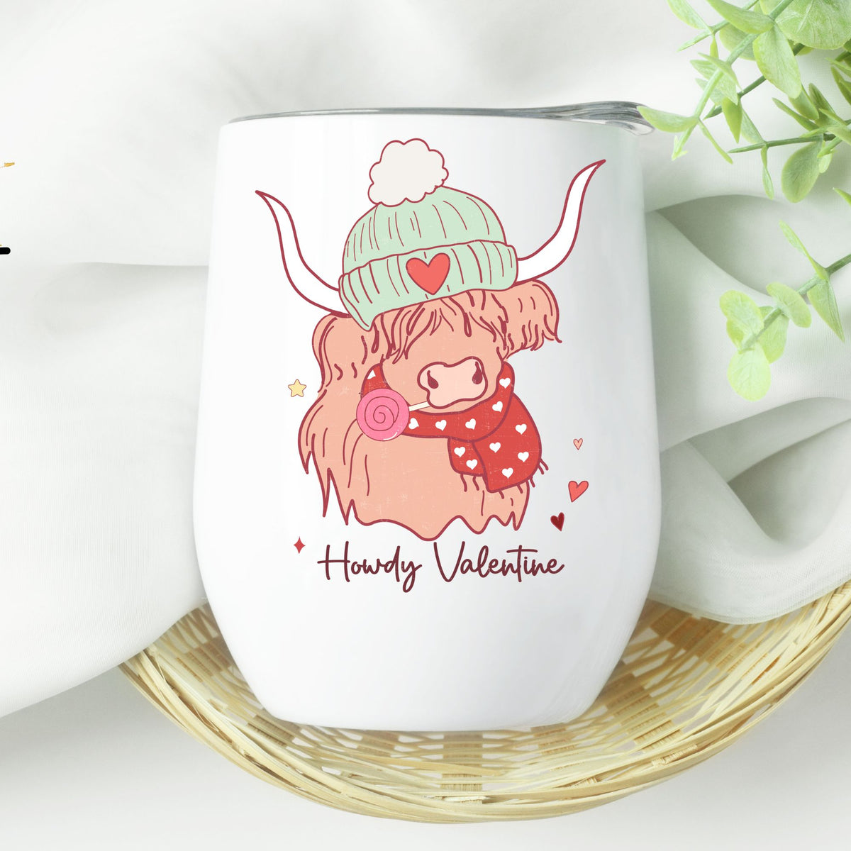 Howdy Valentine wine tumbler - Designs by Tangsley