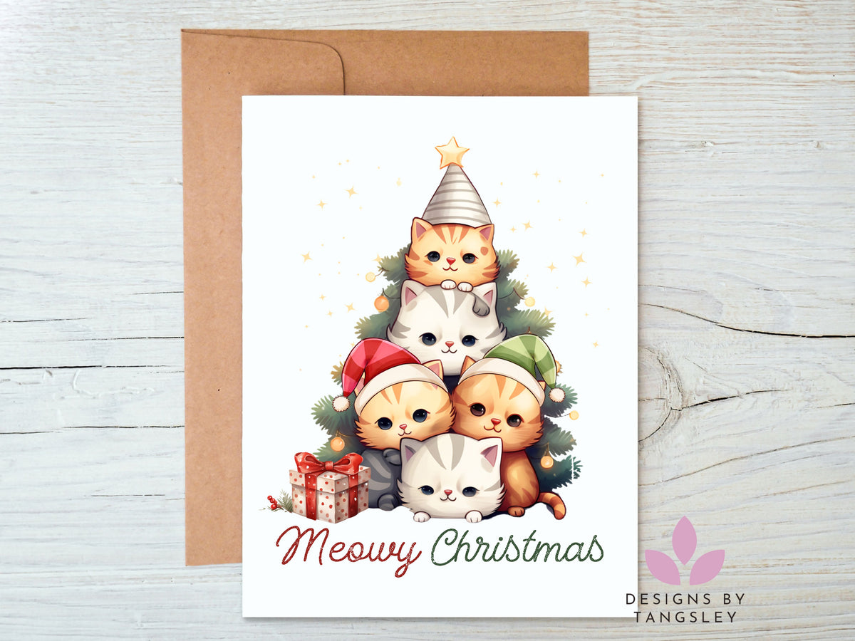 Meowy Christmas card - Designs by Tangsley
