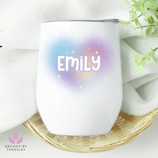 Personalized Pastel Valentine's Day 12oz Wine Tumbler