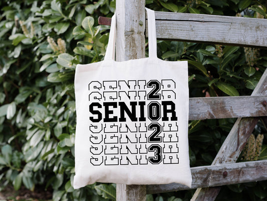 Senior 2023 reusable canvas tote bag