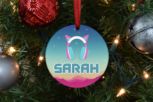 Gamergirl Christmas Ornament - Personalized with name