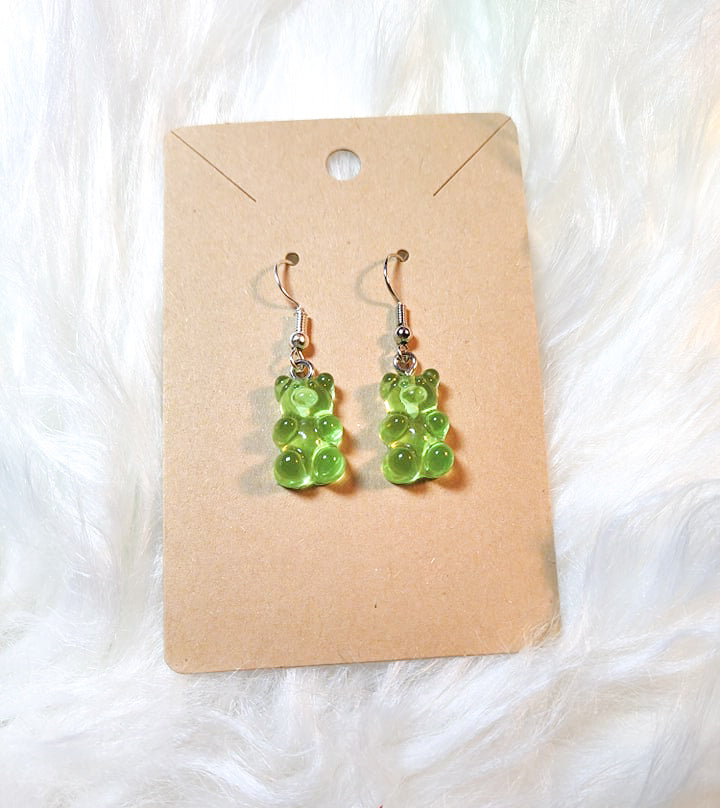 Green gummy bear earrings - Designs by Tangsley