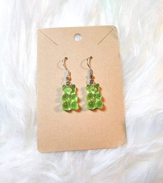 Green gummy bear earrings