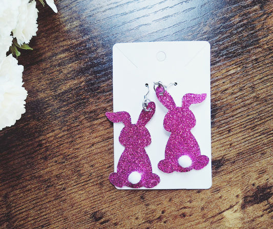 Easter bunny earrings with pompom tail