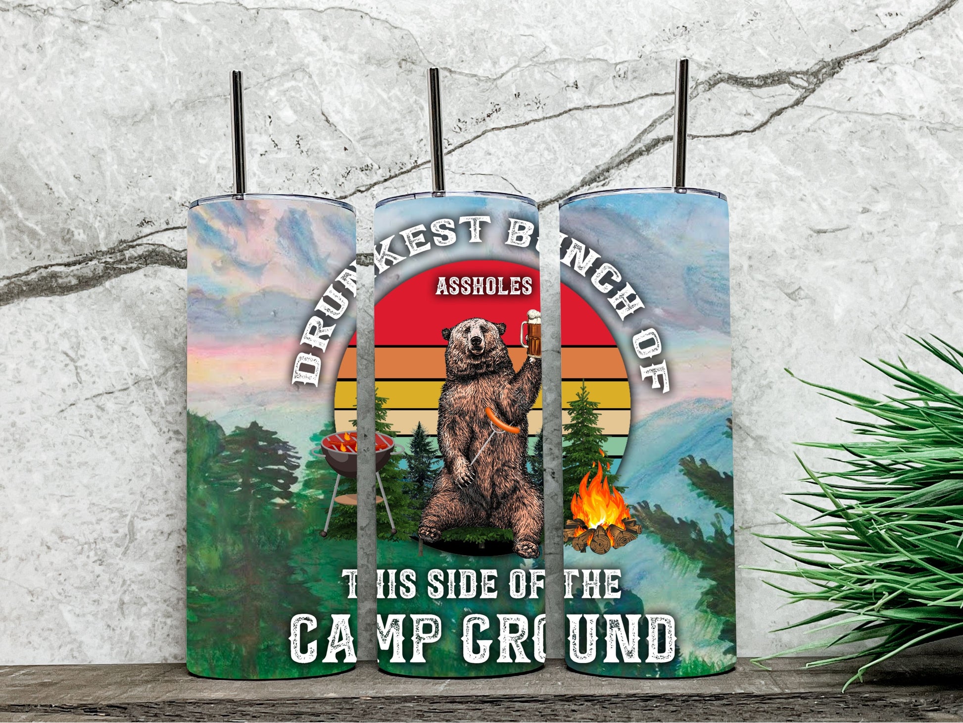 Drunkest bunch of assholes on this side of the campground tumbler - Designs by Tangsley