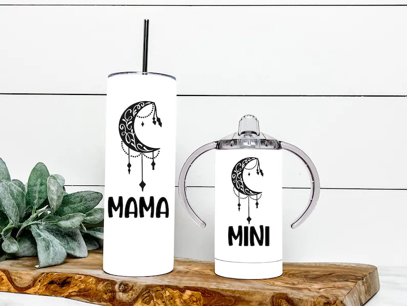 Mama and mini celestial moon tumbler set (Also available separately) - Designs by Tangsley
