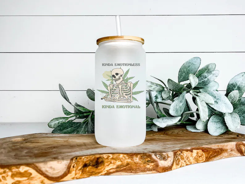 Kind of emotionless kind of emotional frosted glass beer can tumbler - Designs by Tangsley